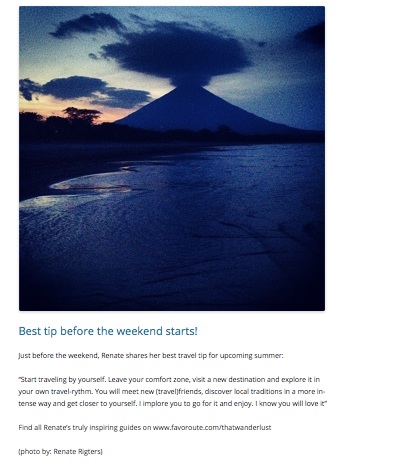 Favoroute, Best tips before the weekend starts! / July 2014